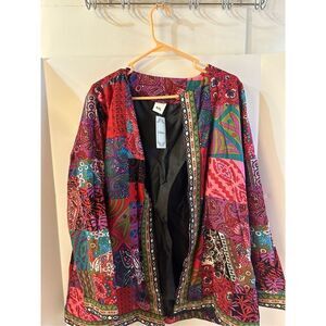 E-Retro Tribal jacket bold multi colors patchwork new (4xl)2xl
